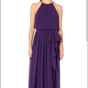NWT Donna Morgan Long Halter Blouson Gown